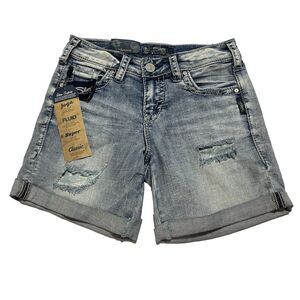 Silver Jeans Co Denim Jean Shorts Women's 25x6 Boyfriend Distressed